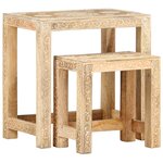 vidaXL Tables d'appoint peintes à la main 2Pièces Bois de Manguier solide