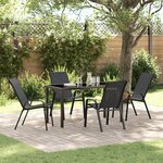 vidaXL Ensemble de salle à manger de jardin 5 pièces Textilène noir et acier
