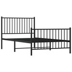 vidaXL Cadre de lit métal sans matelas avec pied de lit noir 100x190cm