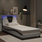 vidaXL Cadre de lit avec LED sans matelas blanc et noir 90x190 cm