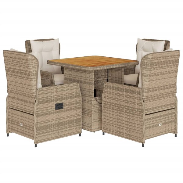 vidaXL Ensemble à manger de jardin avec coussins 5Pièces Beige poly rotin