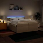 vidaXL Sommier à lattes de lit avec matelas Crème 200x200 cm Tissu