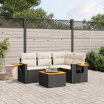 vidaXL Salon de jardin 5 Pièces avec coussins noir résine tressée