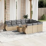 vidaXL Salon de jardin 11 Pièces avec coussins beige résine tressée