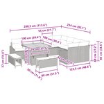 Ensemble de canapé de jardin 12 pièces avec coussins en poly rattan gris acacia