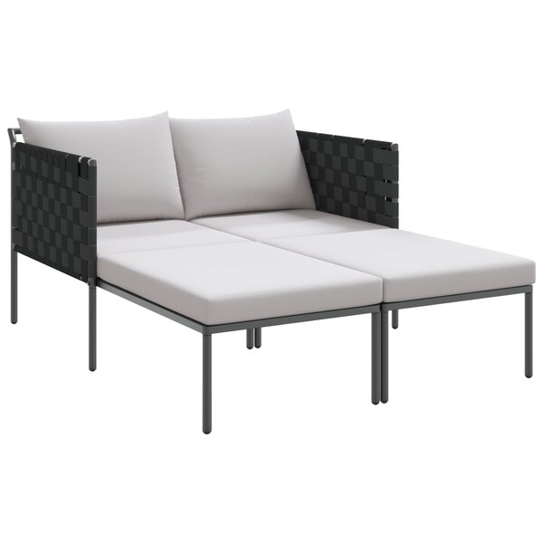 vidaXL Chaise Longue avec Coussins pour 2 Personnes Anthracite 115x153x69 5 cm Acier