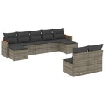 vidaXL Salon de jardin 9 Pièces avec coussins gris résine tressée