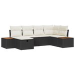 Canapés de Jardin 6 Pièces avec Coussins Noir Poly Rattan