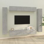 vidaXL Ensemble de meubles TV 8 Pièces Gris béton Bois d'ingénierie