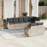 vidaXL Salon de jardin 8 Pièces avec coussins gris clair résine tressée