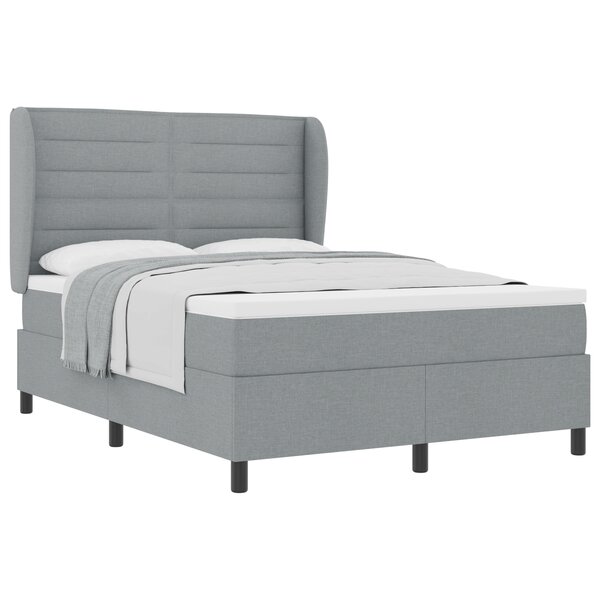 Lit à ressort vidaXL avec matelas gris clair 140x200 cm en tissu