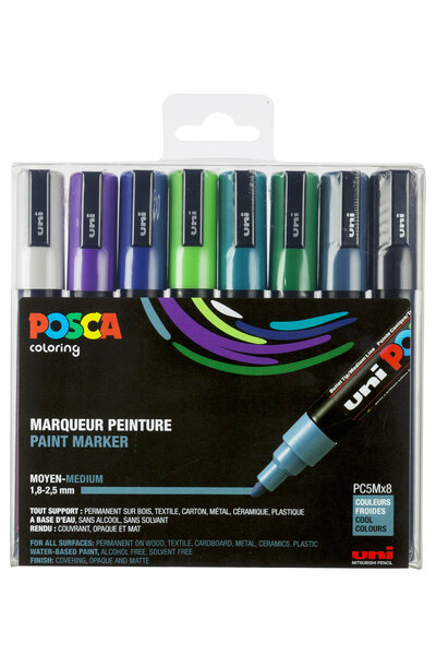 Marqueurs Posca PC5M Pointe conique moyenne Wine 8 pièces