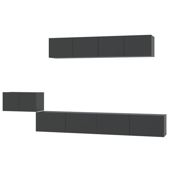 vidaXL Ensemble de meubles TV 5 Pièces Noir Bois d'ingénierie