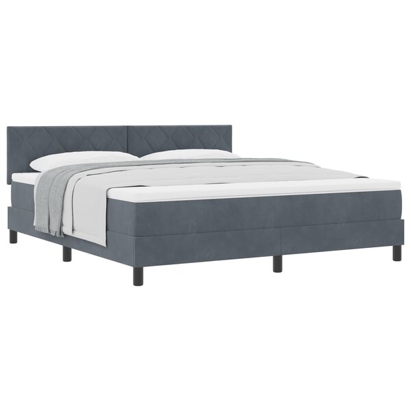 Lit à ressorts vidaXL avec matelas gris foncé super king en velours