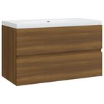 vidaXL Meuble lavabo avec bassin intégré Chêne brun Bois d'ingénierie