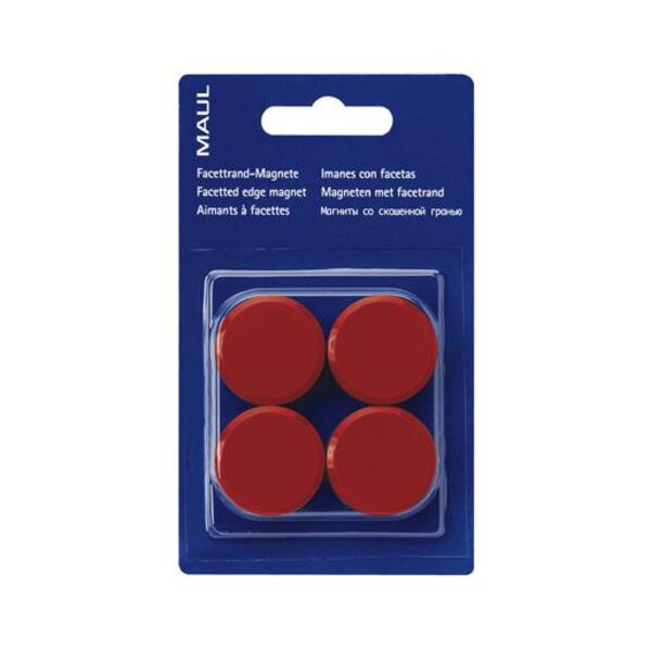 Blister de 4 Aimants ronds MAULpro 30 mm Puiss. 0,6 kg Rouge MAUL