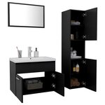 vidaXL Ensemble de meubles de salle de bain Noir Aggloméré