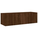 vidaXL Meuble TV muraux 3 Pièces avec lumières LED chêne marron