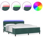 vidaXL Lit à ressorts avec matelas & LED Vert foncé 180x200 cm en velours