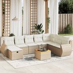 vidaXL Salon de jardin avec coussins 9 Pièces beige résine tressée