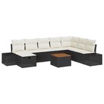 vidaXL Ensemble de canapé de jardin de 9 pièces avec coussins Noir Poly Rattan