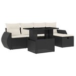 vidaXL Salon de jardin 6 Pièces avec coussins noir résine tressée
