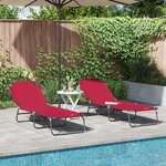 vidaXL Chaise longue pliable 2 Pièces portable rouge en tissu Oxford 600D