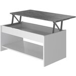 HAPPY Table Basse relevable - Blanc et gris - L 100 cm