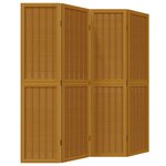 vidaXL Cloison de séparation 4 panneaux marron bois paulownia massif