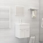 vidaXL Ensemble de meubles de salle de bain Blanc brillant Aggloméré