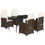 vidaXL Ensemble à manger de jardin 5 Pièces et coussins marron poly rotin
