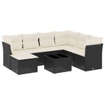 vidaXL Salon de jardin 8 Pièces avec coussins noir résine tressée