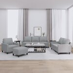 vidaXL Ensemble de canapés 4 Pièces avec coussins Gris clair Tissu