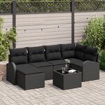 Ensemble de Canapé de Jardin vidaXL 7 Pièces avec Coussins Beige Rattan Poly