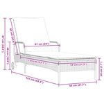 vidaXL Chaise longue avec roues et coussin gris résine tressée