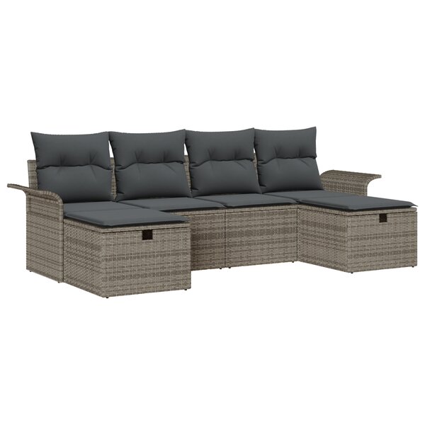 Ensemble de canapé de jardin vidaXL 6 pièces avec coussins gris en poly rotin