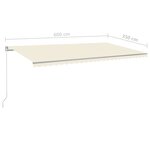 vidaXL Auvent automatique et capteur de vent et LED 6x3 5 m Crème