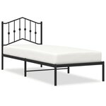 vidaXL Cadre de lit métal avec tête de lit noir 90x190 cm