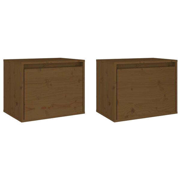 vidaXL Armoires murales 2Pièces Marron miel 45x30x35cm Bois de pin massif
