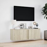vidaXL Meuble TV mural avec lumières LED chêne sonoma 100x31x35 cm