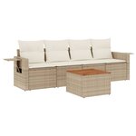 vidaXL Salon de jardin avec coussins 5 Pièces beige résine tressée