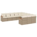 vidaXL Salon de jardin 11 Pièces avec coussins beige résine tressée