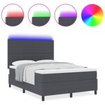 vidaXL Lit à ressorts avec matelas & lumière LED gris foncé 160x200 cm Tissu côtelé