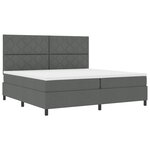 vidaXL Lit Box Spring avec Matelas Gris Foncé 200x200 cm Tissu