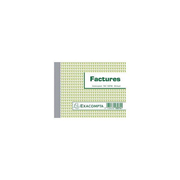 Manifolds Factures 10 5x13 5cm - 50 Feuillets Dupli - Sous Film Par Lot De 5 - Motif  - X 40 - Exacompta