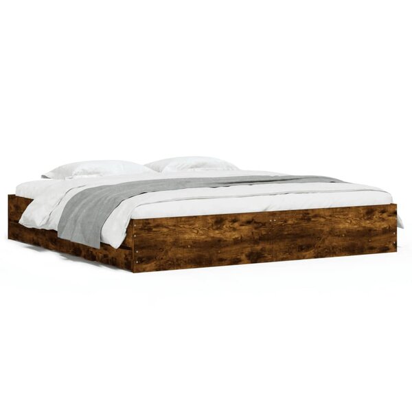 vidaXL Cadre de lit avec tiroirs sans matelas chêne fumé 180x200 cm