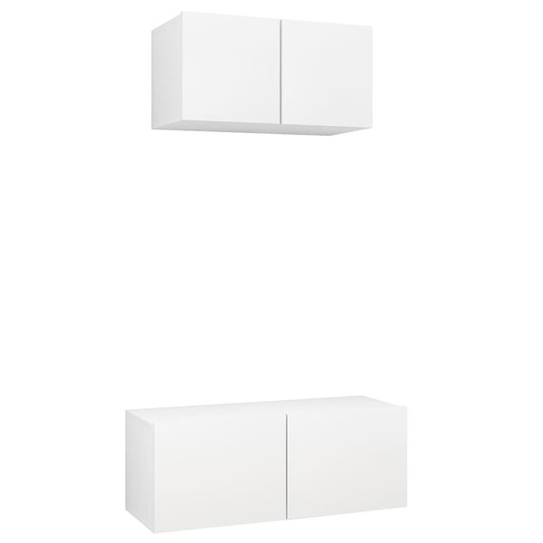 vidaXL Ensemble de meubles TV 2 Pièces Blanc Bois d'ingénierie