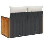 vidaXL Canapé de jardin avec coussins 2 places noir résine tressée