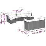 vidaXL Salon de jardin 10 Pièces avec coussins noir résine tressée