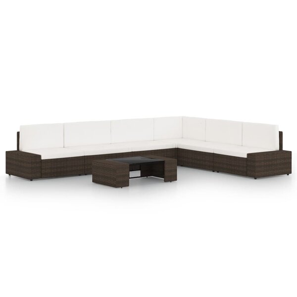 vidaXL Salon de jardin 7 Pièces avec coussins Marron Résine tressée